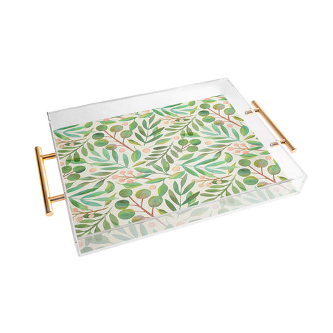 Carey Copeland Watercolor Leaves II Acrylic Tray