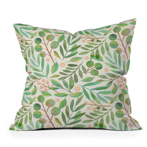 Carey Copeland Watercolor Leaves II Throw Pillow