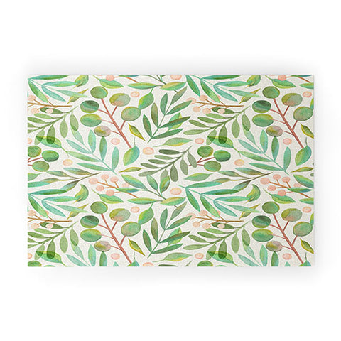 Carey Copeland Watercolor Leaves II Welcome Mat