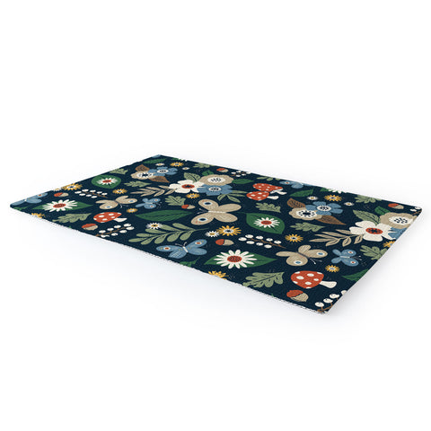 Carey Copeland Woodland Forest Flowers Navy Area Rug