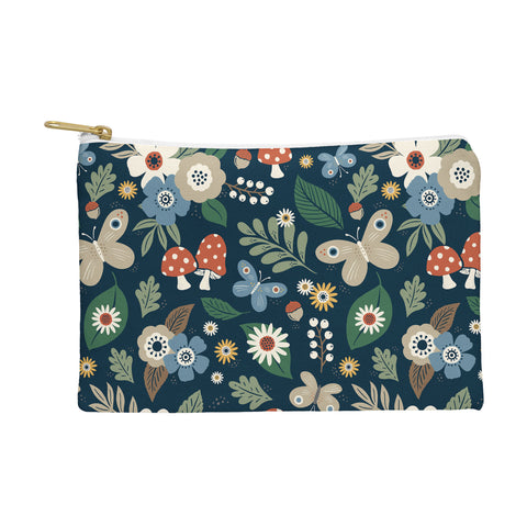 Carey Copeland Woodland Forest Flowers Navy Pouch
