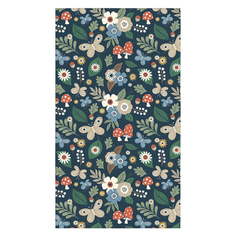 Carey Copeland Woodland Forest Flowers Navy Tablecloth