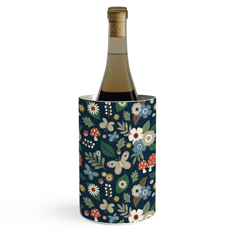 Carey Copeland Woodland Forest Flowers Navy Wine Chiller