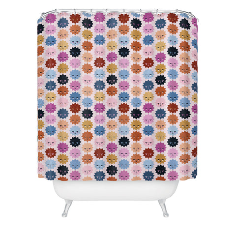 Carly Watts Space Faces Shower Curtain