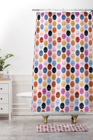 Carly Watts Space Faces Shower Curtain And Mat