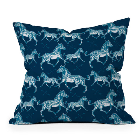 Caroline Okun Blue Zebra Safari Outdoor Throw Pillow