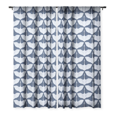 Caroline Okun Imperial Crane Indigo Sheer Window Curtain