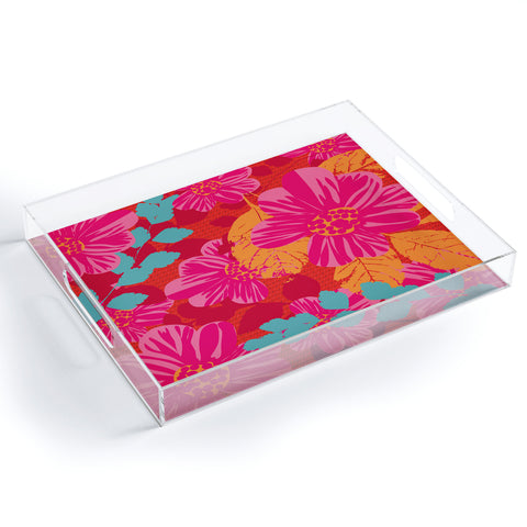 Caroline Okun Smoldering Rosy Blooms Acrylic Tray