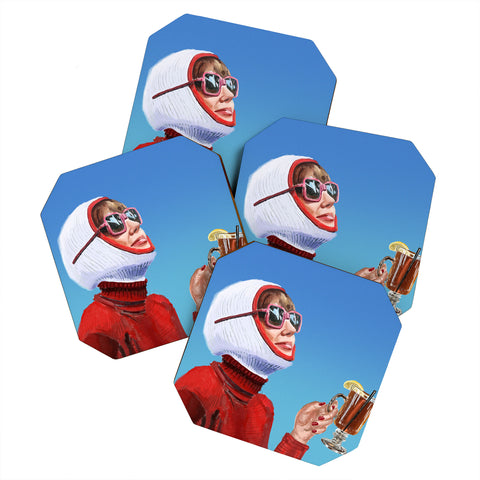 carolineellisart Apres Ski 4 Hotty Toddy Coaster Set