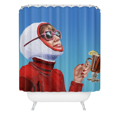 carolineellisart Apres Ski 4 Hotty Toddy Shower Curtain