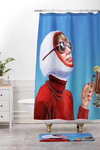 carolineellisart Apres Ski 4 Hotty Toddy Shower Curtain And Mat