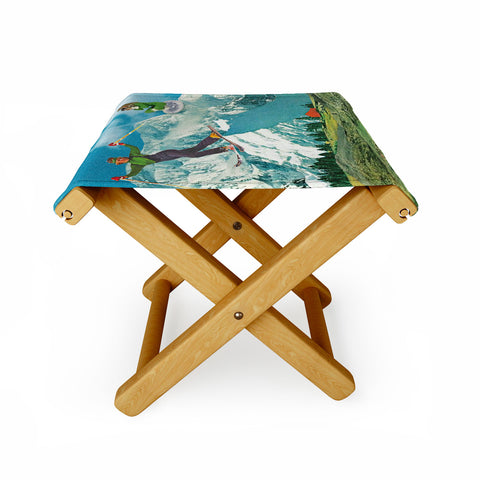 carolineellisart Apres Ski 5 Green Girls Folding Stool