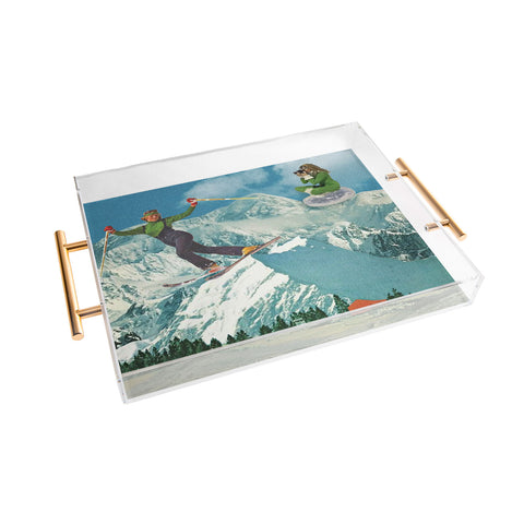 carolineellisart Apres Ski 5 Green Girls Acrylic Tray