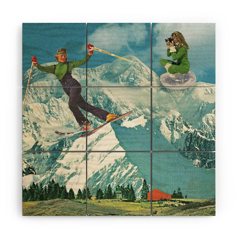 carolineellisart Apres Ski 5 Green Girls Wood Wall Mural