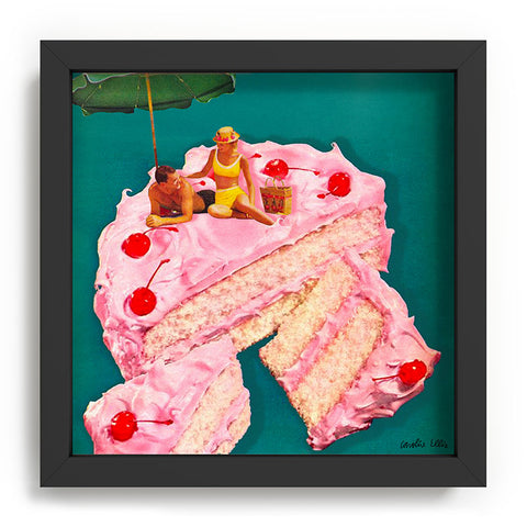 carolineellisart Beach Cake Couple Recessed Framing Square