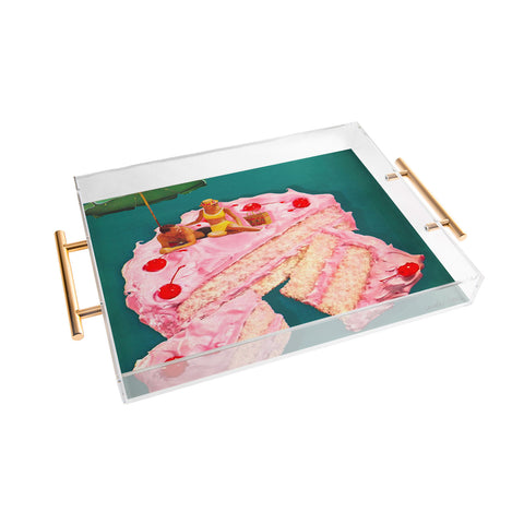carolineellisart Beach Cake Couple Acrylic Tray