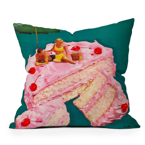 carolineellisart Beach Cake Couple Throw Pillow