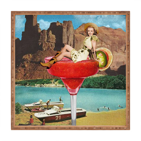 carolineellisart Cowgirl Cocktail Square Tray
