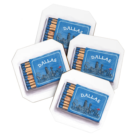 carolineellisart Dallas Matchbox Coaster Set