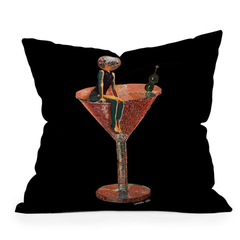 carolineellisart Disco Martini 2 Outdoor Throw Pillow