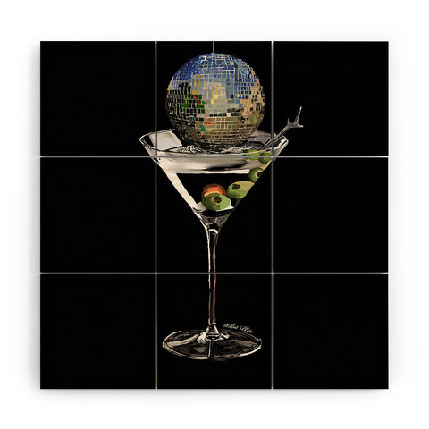 carolineellisart Disco Martini Wood Wall Mural