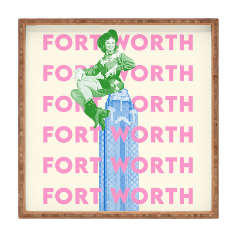 carolineellisart Fort Worth Girl 2 Square Tray