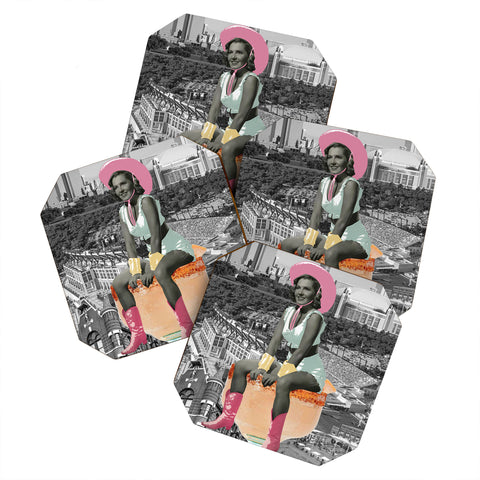 carolineellisart Fort Worth Girl Pastel Coaster Set