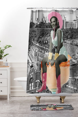 carolineellisart Fort Worth Girl Pastel Shower Curtain And Mat