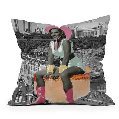 carolineellisart Fort Worth Girl Pastel Throw Pillow