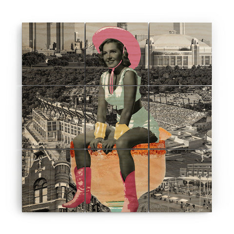 carolineellisart Fort Worth Girl Pastel Wood Wall Mural
