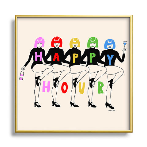 carolineellisart Happy Hour Multi Square Metal Framed Art Print