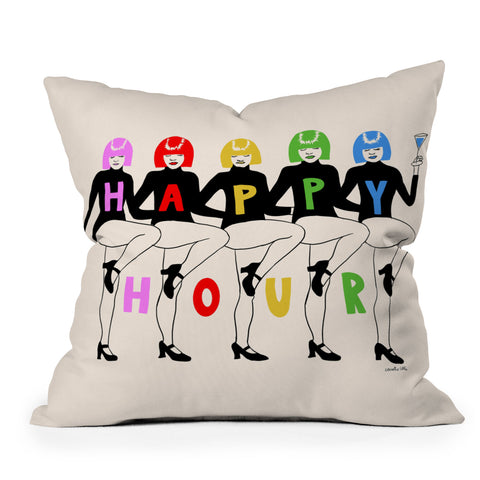 carolineellisart Happy Hour Multi Outdoor Throw Pillow