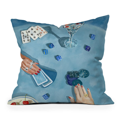 carolineellisart Ladies Game Night 2 Outdoor Throw Pillow