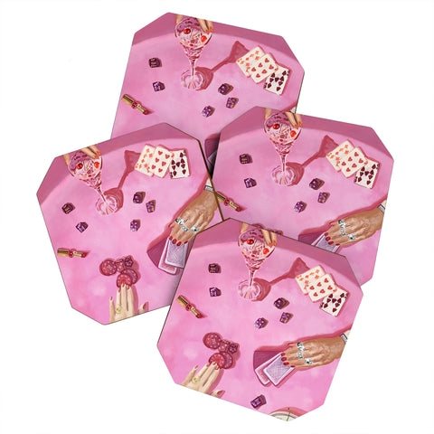 carolineellisart Ladies Game Night 3 Coaster Set
