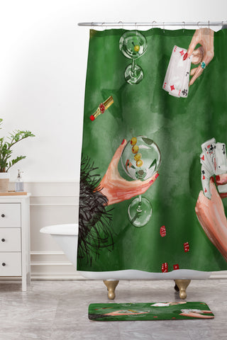 carolineellisart Ladies Game Night Shower Curtain And Mat