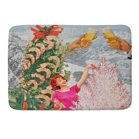 carolineellisart Merry and Bright Christmas Memory Foam Bath Mat