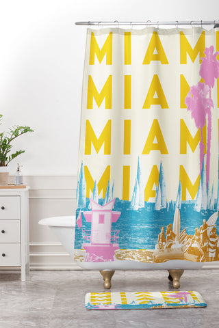 carolineellisart Miami 2 Shower Curtain And Mat