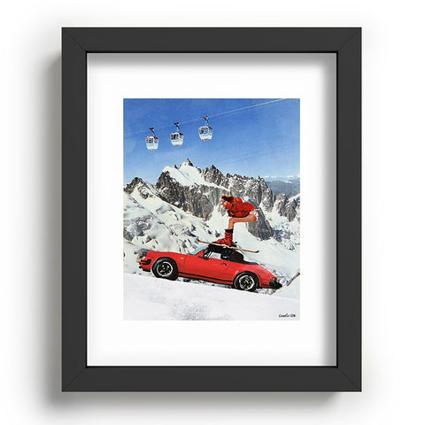 carolineellisart Red Ski Lift Recessed Framing Rectangle