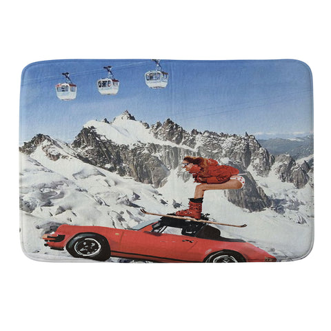 carolineellisart Red Ski Lift Memory Foam Bath Mat