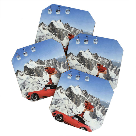 carolineellisart Red Ski Lift Coaster Set