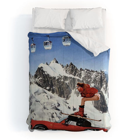 carolineellisart Red Ski Lift Comforter