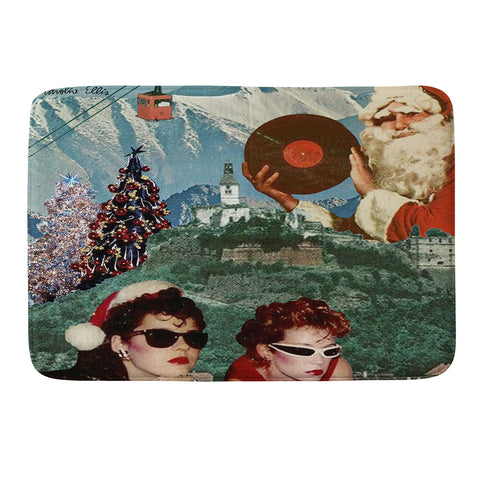 carolineellisart Rockin Around the Christmas Tree Memory Foam Bath Mat