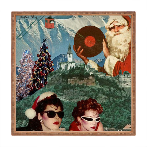carolineellisart Rockin Around the Christmas Tree Square Tray