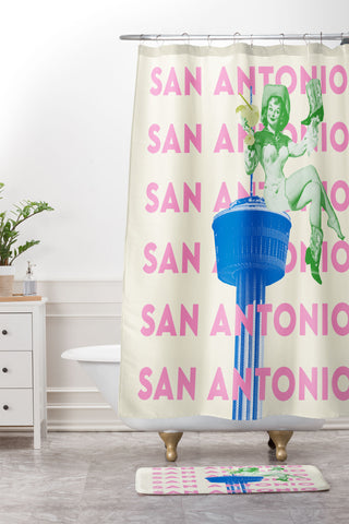 carolineellisart San Antonio Girl Shower Curtain And Mat