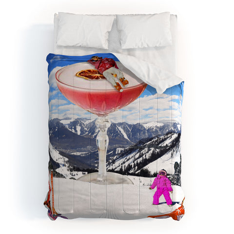 carolineellisart Skis in the Clouds Comforter