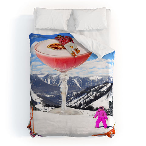 carolineellisart Skis in the Clouds Duvet Cover