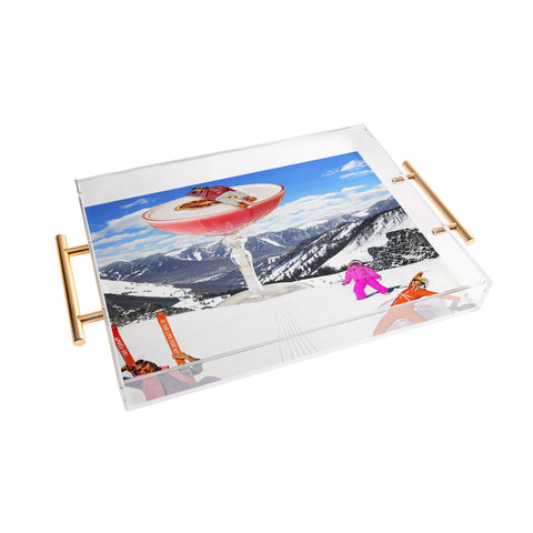 carolineellisart Skis in the Clouds Acrylic Tray