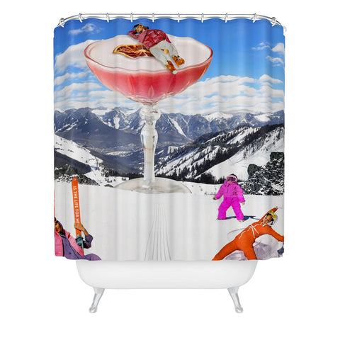 carolineellisart Skis in the Clouds Shower Curtain