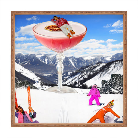 carolineellisart Skis in the Clouds Square Tray
