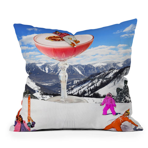 carolineellisart Skis in the Clouds Throw Pillow